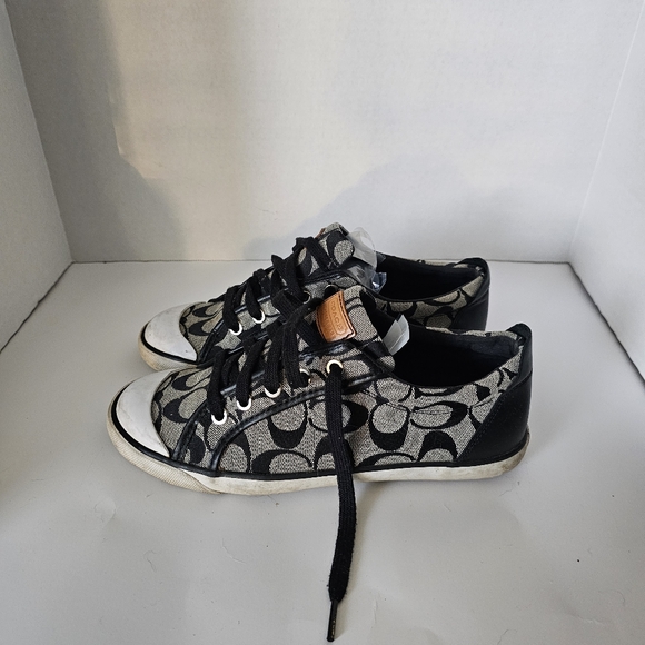 COACH Black Barrett Signature Lace Up Sneakers Size 8.5 - Picture 4 of 10